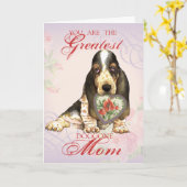 Basset Hound Heart mama Kaart (Gele Bloem)
