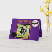 Basset Hound "Heks" op Funny Halloween Kaart (Gele Bloem)