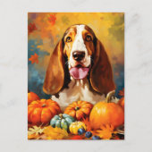 Basset Hound Herfst Thanksgiving  Briefkaart (Voorkant)