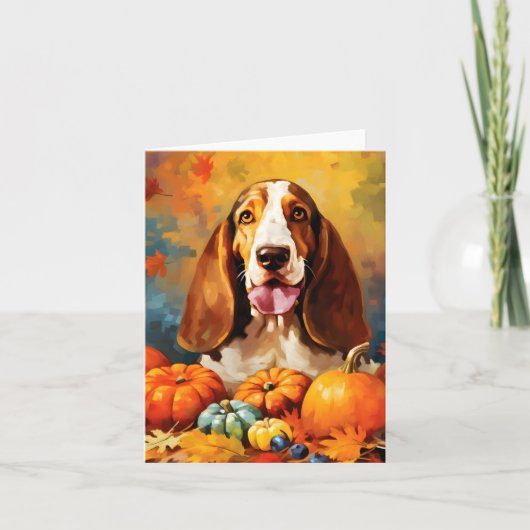 Basset Hound herfst Thanksgiving Kaart (Voorkant)