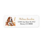 Basset Hound Herfstbladeren Retouradres Etiket (Voorkant)