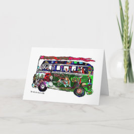Basset Hound Hippie Bus - Vakantie Kaart