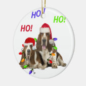 Basset Hound Ho Ho Ho Kerstmis Keramisch Ornament (Links)
