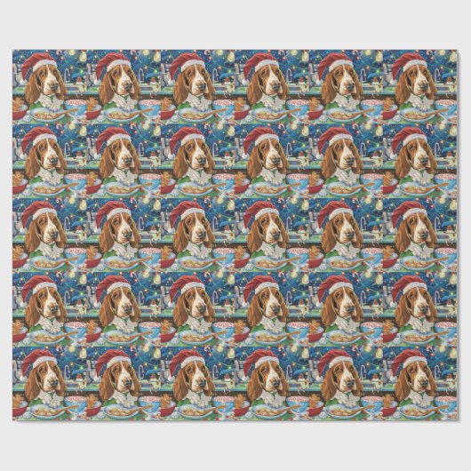 Basset Hound Holiday Baking: Feestelijke Kerst Cadeaupapier (Vlak)