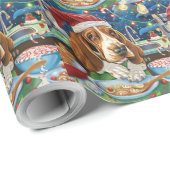 Basset Hound Holiday Baking: Feestelijke Kerst Cadeaupapier (Rol Hoek)