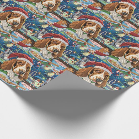 Basset Hound Holiday Baking: Feestelijke Kerst Cadeaupapier (Hoek)