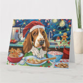 Basset Hound Holiday Baking: Feestelijke Kerst Kaart (Voorkant)