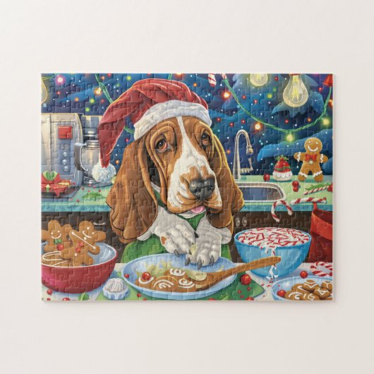 Basset Hound Holiday Baking: Feestelijke Kerst Legpuzzel (Horizontaal)