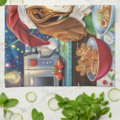 Basset Hound Holiday Baking: Feestelijke Kerst Theedoek (Gevouwen)