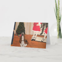 Basset Hound Holiday Concertcard blanco
