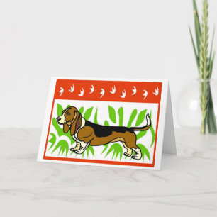 Basset Hound Holiday Feestdagen Kaart