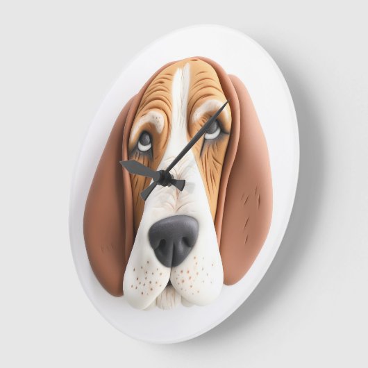 Basset Hound Hond 3D Geïnspireerd Grote Klok (Hoek)