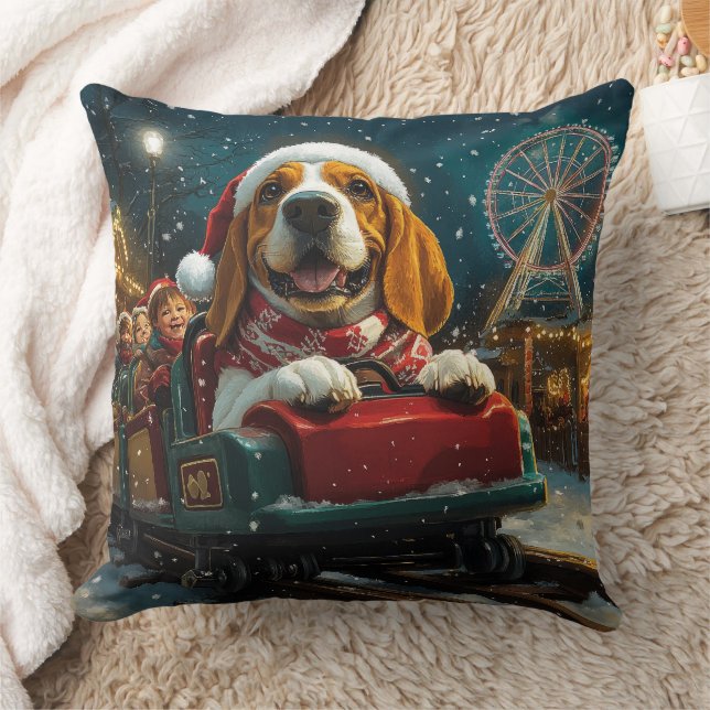 Basset Hound Hond Achtbaan Kerstmis Kussen (Deken)