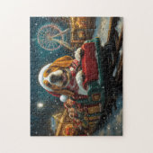 Basset Hound-hond achtbaan Kerstmis Legpuzzel (Verticaal)