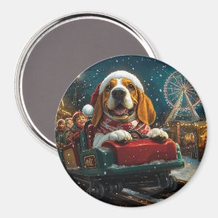 Basset Hound-hond achtbaan Kerstmis Magneet