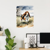 Basset Hound - Hond Art Print (Thuiskantoor)