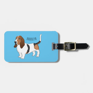 Basset hound hond cartoon illustratie bagagelabel
