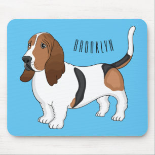 Basset hound hond cartoon illustratie muismat