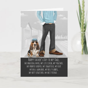 Basset Hound-hond en vader, grappige Vaderdag Feestdagen Kaart