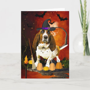 Basset Hound Hond in Halloween Kostuum Kaart