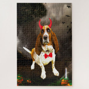 Basset Hound Hond in Halloween Kostuum Legpuzzel