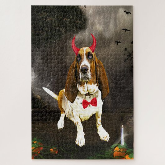 Basset Hound Hond in Halloween Kostuum Legpuzzel (Verticaal)