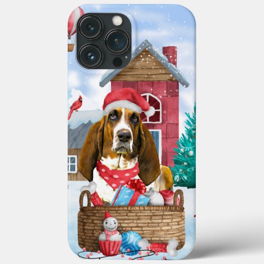 Basset Hound-hond in sneeuw Kerstmis Hondenhok Case-Mate iPhone Case (Achterkant)