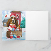 Basset Hound-hond in sneeuw Kerstmis hondenhok Kaart (Binnen)