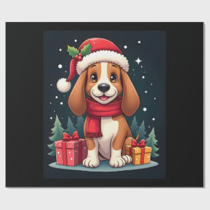 Basset Hound Hond Kerst Outfits Kerstman Hoed Hond Cadeaupapier