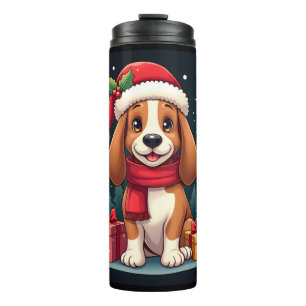 Basset Hound Hond Kerst Outfits Kerstman Hoed Hond Thermosbeker
