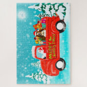 Basset Hound Hond Kerstmis Kerstman Levering Truck Legpuzzel (Verticaal)