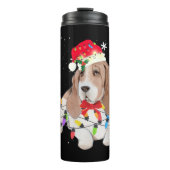 Basset Hound Hond Kerstmis Licht Xmas Moeder Papa  Thermosbeker (Voorkant)