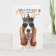 Basset Hound-hond Koning voor een Dag Grappige Ver