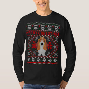 Basset Hound Hond Merry Christmas Ugly Sweater Fun T-shirt