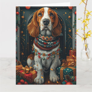 Basset Hound Hond met kerstcadeaus open haard Kaart