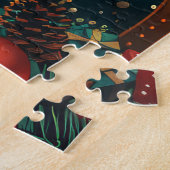 Basset Hound Hond Met Kerstcadeaus Open Haard Legpuzzel (Zijkant)