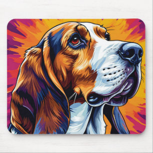 Basset Hound hond met kleurrijke achtergrond Muismat