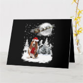 Basset Hound-hond onder maanlicht Sneeuw Kerstmis  Kaart (Gele Bloem)