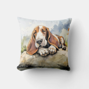 Basset Hound Hond Ontspannen In Tuin Dier Fun Hap Kussen