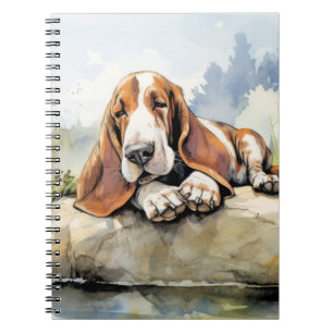 Basset Hound Hond Ontspannen In Tuin Dier Fun Hap Notitieboek