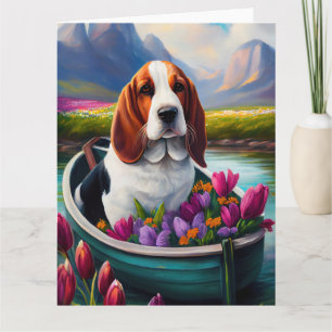 Basset Hound-hond op een peddel: een landschappeli Kaart