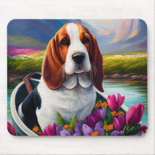 Basset Hound Hond op een Peddel: Een Schitterend A Muismat