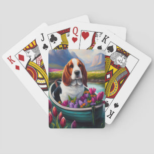 Basset Hound Hond op een Peddel: Een Schitterend A Pokerkaarten