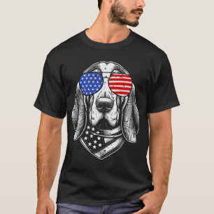 Basset Hound hond patriottisch 4 juli Amerikaans V T-shirt