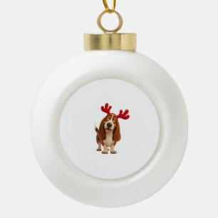 Basset Hound-hond rendier Kerstbalornament Keramische Bal Ornament
