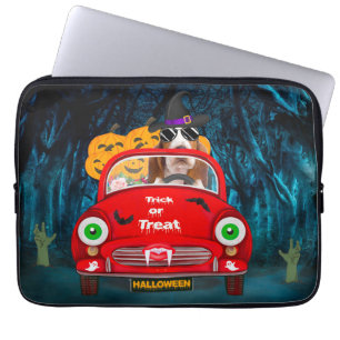 Basset Hound-hond rijdt in auto griezelige Hallowe Laptop Sleeve