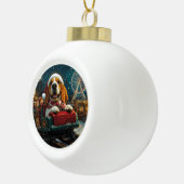 Basset Hound Hond Roller Coaster Kerstmis Keramische Bal Ornament (Rechts)