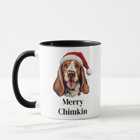 Basset Hound Hond Santa Hat Kerstmis Mok (Links)