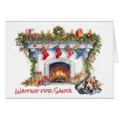 Basset Hound Hond Wachten op de Kerstman (Voorkant Horizontaal)