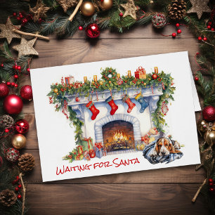 Basset Hound Hond Wachten op de Kerstman